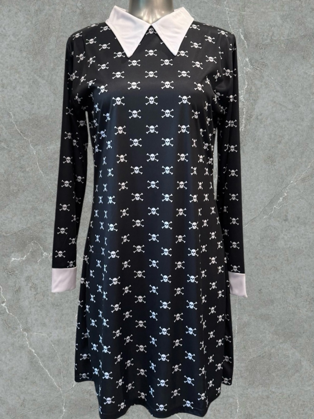 2 for $30 | Wednesday Addams Skull-Print Long-Sleeve Dress Costume